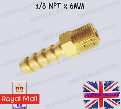 £8.99 • Buy 1/8  NPT To 6mm Brass Male Barb Hose Tail Fitting Fuel Air Gas Water Hose Oil