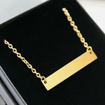 Personalised Name Bar Necklace Pendant Engraved Jewellery Birthday Gift FREEPOST • £11.69