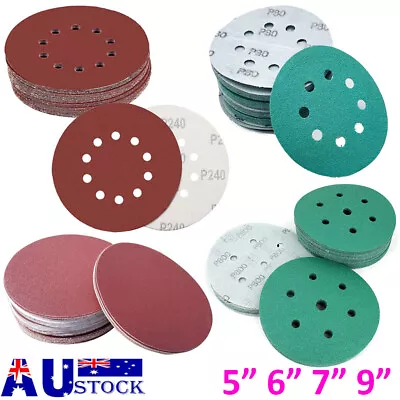 Sanding Discs Abrasive Sander Sheet Hook Loop Sandpaper Pads 60 80 120-320 Grit • $25.79