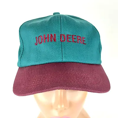 Vintage K-Products John Deere Green Maroon Snapback Cap Hat Embroidered One Size • $14.95