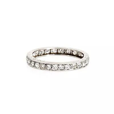 Vintage Deco Diamond Band Sz 5.75 Platinum Wedding Ring Eternity Fine Jewelry • $1385