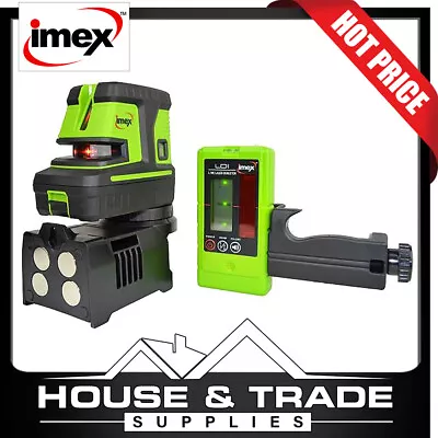 Imex Laser Level 5 Dot 2 Line Red Beam 55m Magnetic Base Inc Detector LX25PD • $595