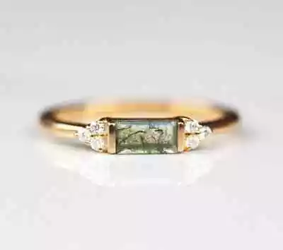 Valentine's Day Gift Vintage Moss Agate Rings For Women Sterling Silver Ring • $35.15