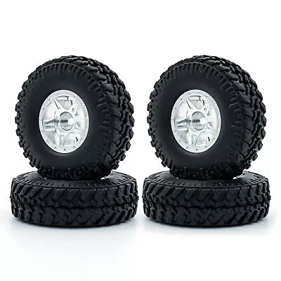Car Tires 4pcs With  Alloy Wheel Rims Replacements For 1/24 L1W7 • £16.09