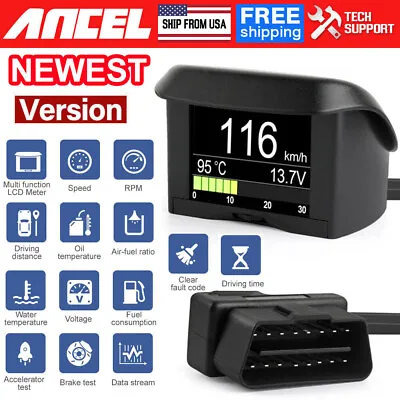 ANCEL Car Digital OBD2 Computer Display Speed Fuel Consumption Temperature Gauge • $42.99
