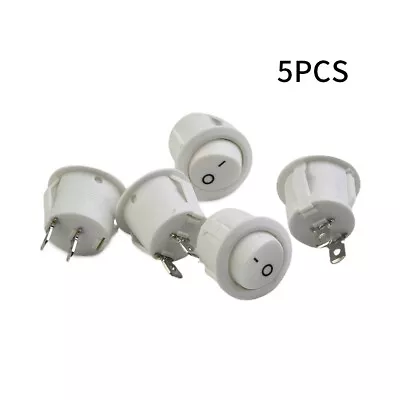 Round White Rocker Switch 20mm 2 Pin Terminal Snap In Design (Pack Of 5) • $10.36
