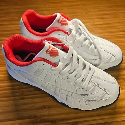 Mens K-Swiss Size 7  White Red Sneakers Shoes Kss10035 M Low • $44.99