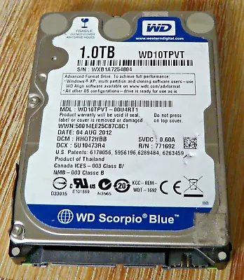 WD10TPVT Western Digital Scorpio Blue 1TB Internal Hard Drive 5200 RPM 2.5  WD • £6.50
