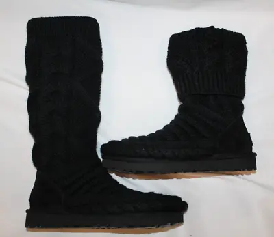 Nib Ugg Classic Tall Chunky Knit Black Cardy Women's Cozy Boots Us 7 • $129.95
