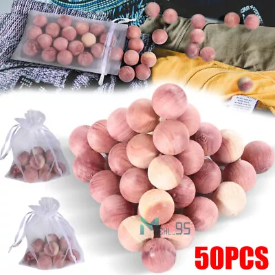 50 Pcs Aromatic Cedar Balls Cedar Blocks Cedar Wood For Clothes Storages + Bags • $14.69