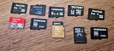 Lot Of 10 Used 8GB MicroSD Micro SD Memory Cards - Mixed Brands - All Working • $22.99