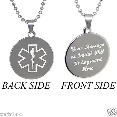 Medical Alert Id Tag Necklace Plus Free Custom Engraving Personalization • $16.99