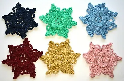 6 Pcs LOT Crochet Appliques Snowflakes Handmade Decor Stars Crochet GARLAND  • $4.80