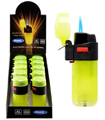 £4.99 • Buy Glow In The Dark Jet Lighter Blue Flame Blow Torch Gas Refillable Windproof