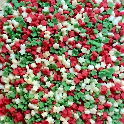 EDIBLE MINI STAR XMAS SPRINKLE MIX For Cake And Cupcake Decorations • £3.95