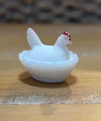 Westmoreland Milk Glass Mini Hen On A Nest Rooster On A Nest Salt Cellar • $23