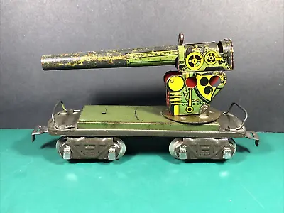 Vintage Marx | Army Train Flat Car With Anti-Aircraft Gun | 8 Wheel Version • $149.99