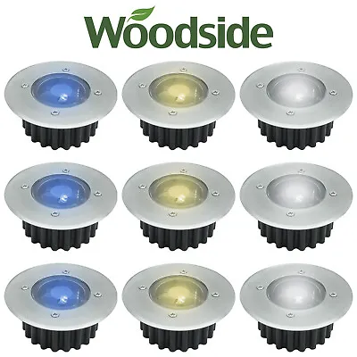 £6.99 • Buy Solar Powered LED Deck Lights White Or Blue Stainless Steel Decking Woodside