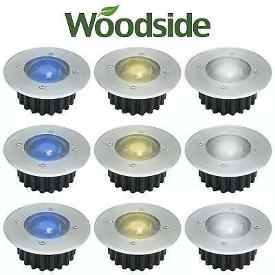 £6.99 • Buy Solar Powered LED Deck Lights White Or Blue Stainless Steel Decking Woodside
