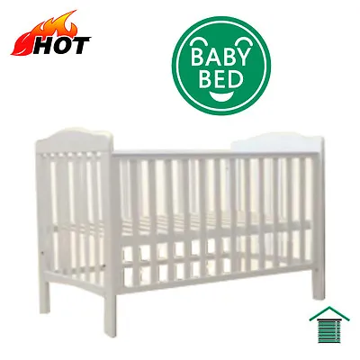 New Solid Wood Baby Toddler Cot Bed Roma White • $229