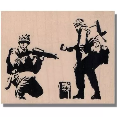 BANKSY Soldiers Painting RUBBER STAMP Art Gun Military Men Patriotic Media • $12.24