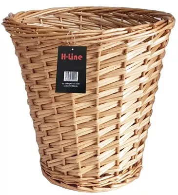 Brown Wicker Willow Basket Bin Storage Waste Paper Rubbish Bin Bedroom Office • £10.99