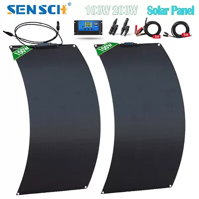 Flexible 100W Solar Panel 200W 12V Mono RV Marine Caravan Boat Battery Charger • £69.99