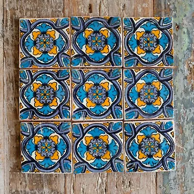 9 X  Ceramic Mexican Tiles Ricino -  SMALL SIZE 5 X 5 Cms • £5.85