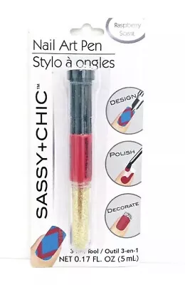 Sassy + Chic Nail Art Pen 3 In 1 Polish Design Decorate Raspberry Scen • $1.89