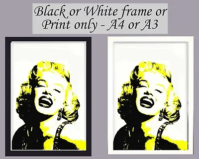 £4.95 • Buy Marilyn Monroe Print Wall Art Framed Picture Poster Laughing Home A3 A4 Yellow