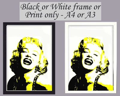 £4.95 • Buy Marilyn Monroe Print Wall Art Framed Picture Poster Laughing Home A3 A4 Yellow