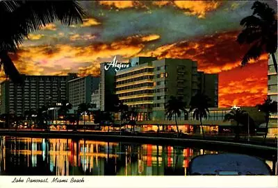 Miami Beach FL Florida  LAKE PANCOAST & ALGIERS HOTEL Sunset View  4X6 Postcard • $5.90