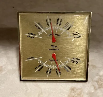 Taylor VINTAGE Room Thermometer Humidity Humidiguide Working GOLD FAST SHIPPING • $17.99