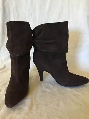 Via Spiga Women’s Brown Suede Ankle Boots With 'snake' Trim  Size  8 • $23