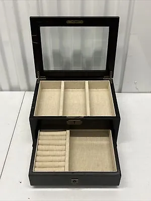 Pottery Barn Jewelry Box Brown Wood Vintage • $69.99