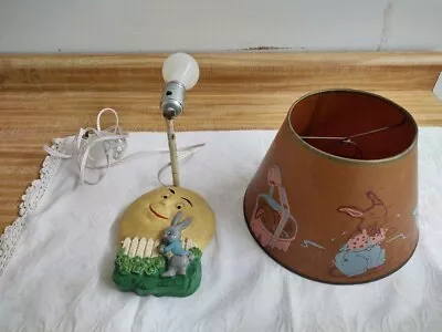 Vtg. Child's Wall Lamp With Rabbit And Moon; Clip On Graphics Shade.  • $65