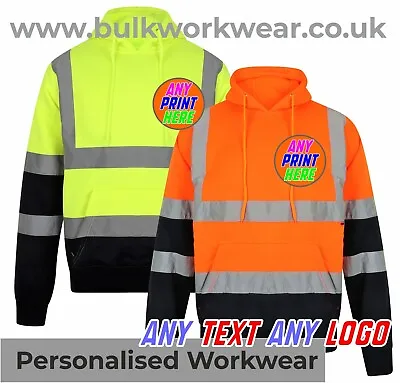 £16.99 • Buy Personalised High Visibility Hi Viz Hoodie Sweatshirt Reflective Safety Work New