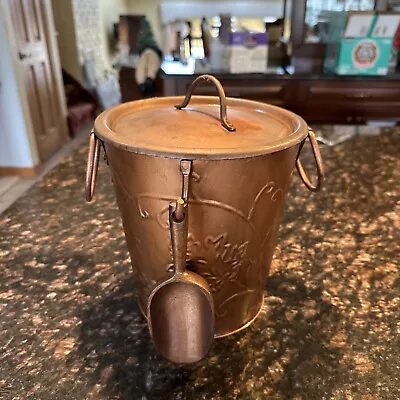 Metal Copper Colored Ice Bucket With Plastic Tub Liner And Scoop Grapes Ivy • $14