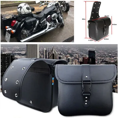 US STOCK L+R Waterproof Motorcycle PU Leather Saddle Bags Storage Tool Pouch Bag • $56.39