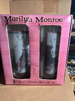 Set Of 4 Marilyn Monroe Hi Ball Glasses Bernard Of Hollywood 2008 Orig. Box • $15