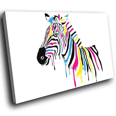 A211 Multicolour Abstract Zebra Funky Animal Canvas Wall Art Large Picture Print • £19.99