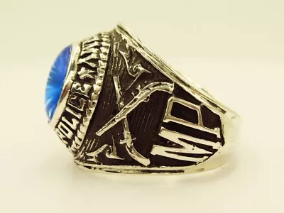 Silver 925 W 10K PLATED  MILITARY POLICE RING  MP RING  USMP  US Size 14 • $76.30