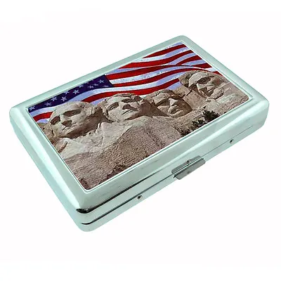 Vintage American Flag D9 Silver Cigarette Case / Metal Wallet USA Stars Stripes • $16.95