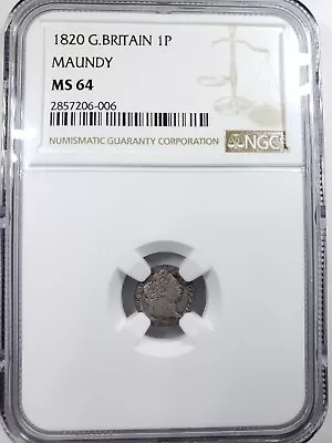 Great Britain 1820 1 Pence Maundy Ngc Ms64 Graded World Coin • $110