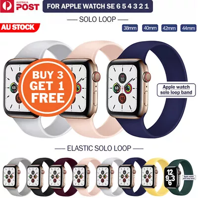 $7.95 • Buy For Apple Watch Band Series SE 6 5 4 3 2 Solo Loop Silicone Elastic IWatch Strap