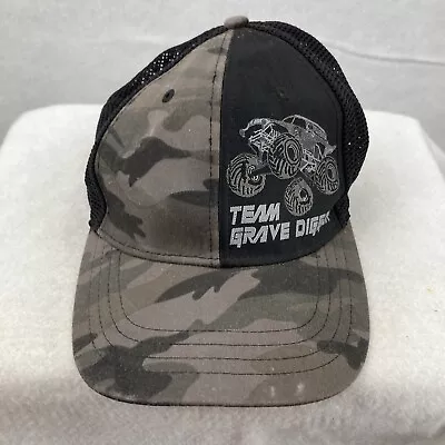 Monster Jam GRAVE DIGGER Cap Size L/XL Green Camo Mesh Stretch • $9.44