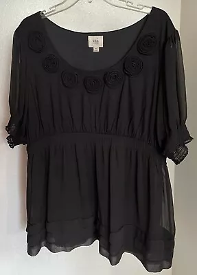 ECI New York Women's Sheer Short Sleeve Pull Over Lined Blouse Plus Size 3X • $14.99