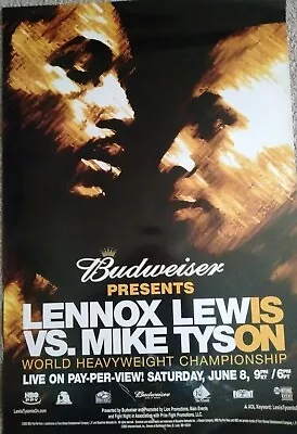 Mike Tyson Vs Lennox Lewis 2002 HBO PPV Boxing Original Poster Budweiser MINT • $8