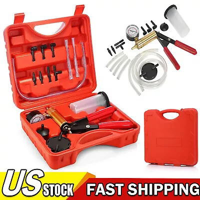 Vacuum Pressure Pump Tester Kit Brake Fluid Bleeder Bleeding Adaptors Gauge USA • $21.99