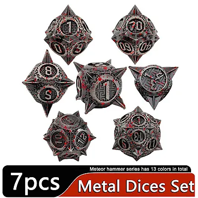 Metal Dices Set For Dungeons & Dragons (DND) RPG Cthulhu Polyhedral Dice D4-D20 • £16.74
